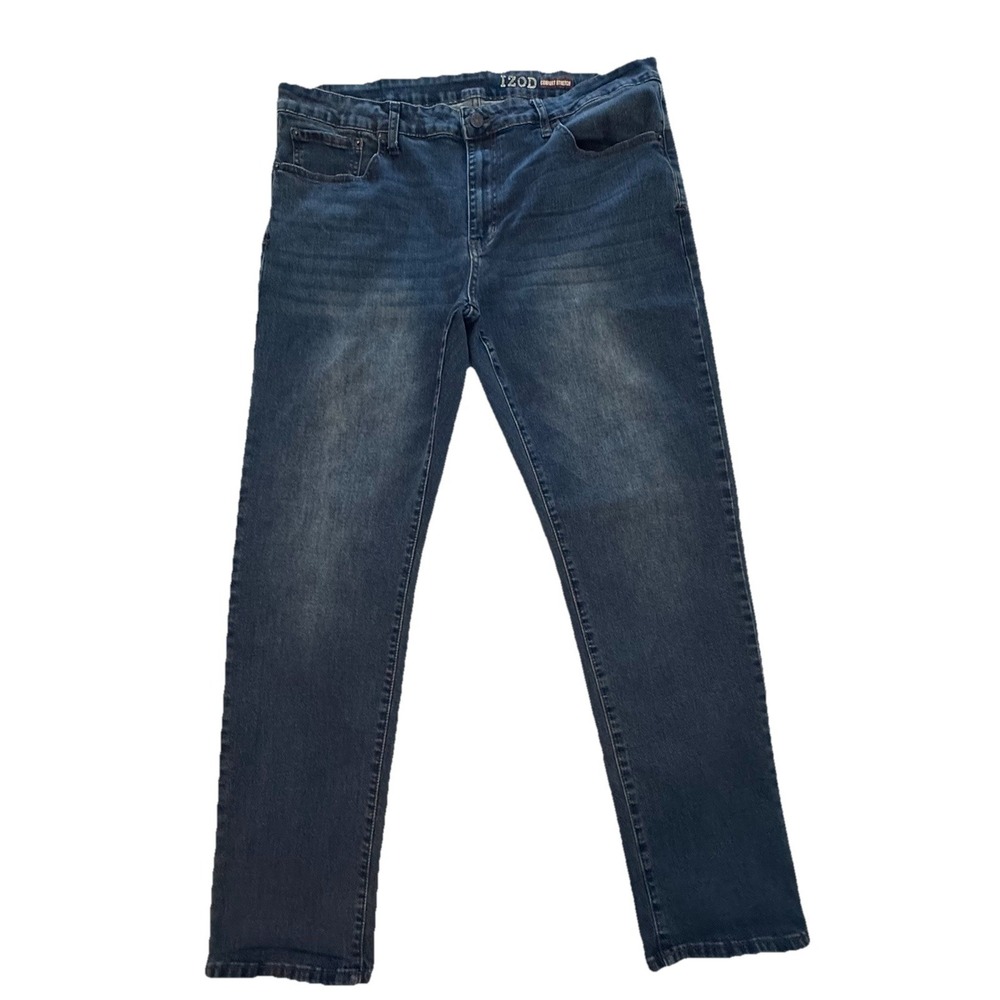 IZOD Men's Comfort Stretch Straight Fit Jean Size 40x32 Blue Denim